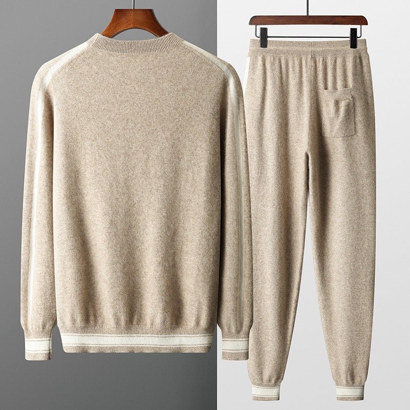 Leisure Sports Cashmere Men's Round Neck Sweater Suit - IVOIRART.COM