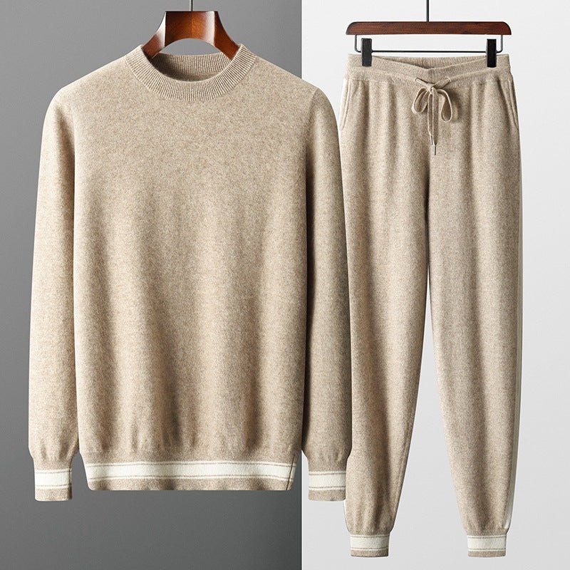 Leisure Sports Cashmere Men's Round Neck Sweater Suit - IVOIRART.COM