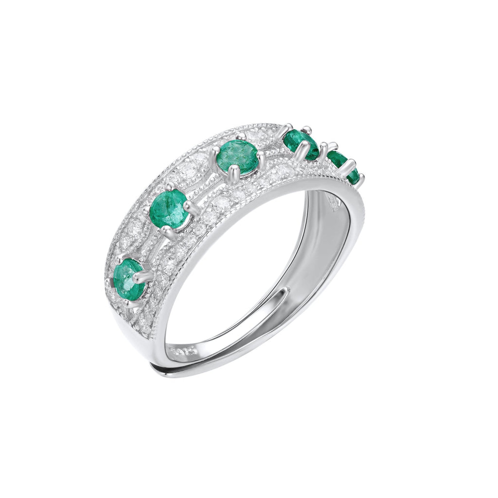 Light And Extravagant Style, Small Design Sense, Emerald Row Ring - IVOIRART.COM