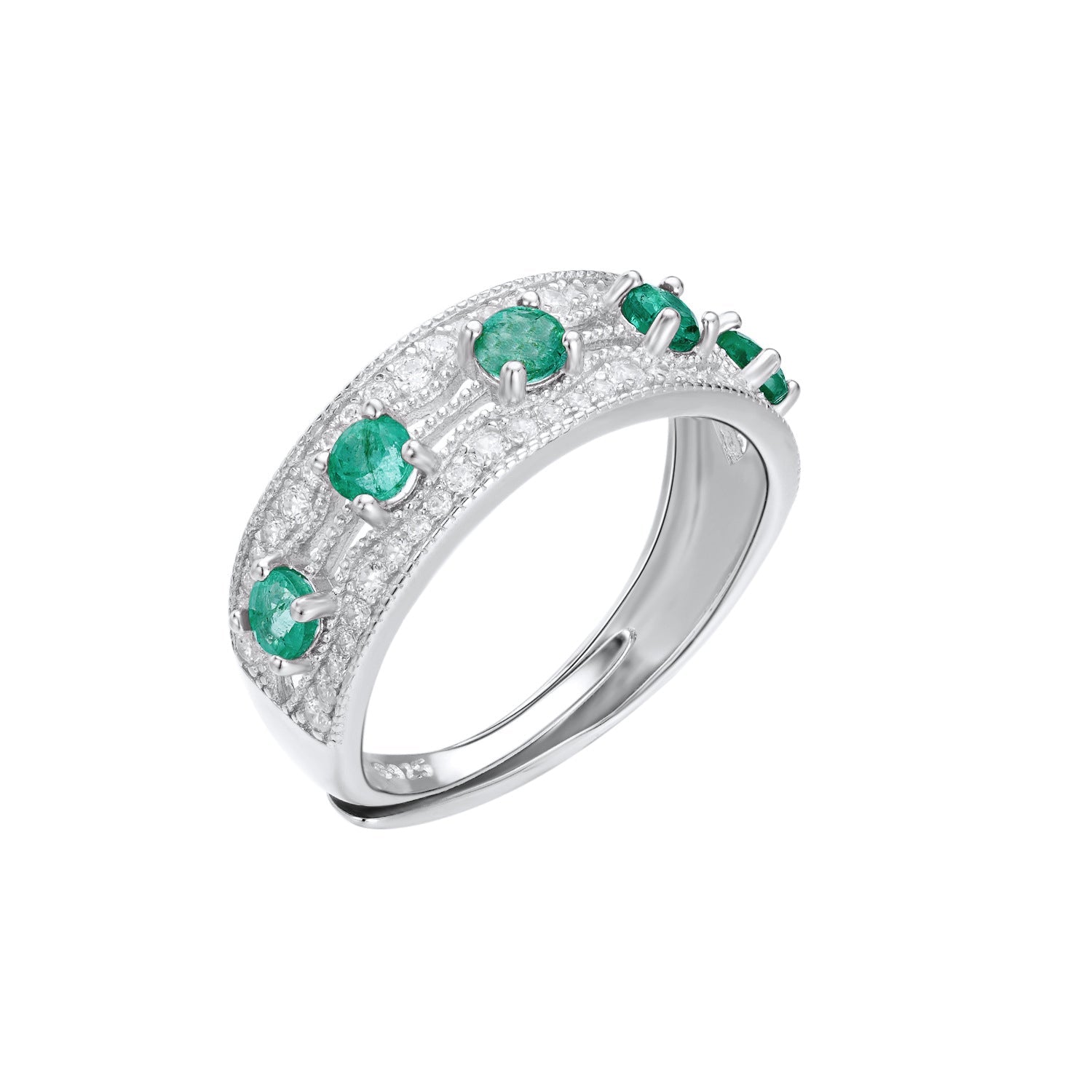 Light And Extravagant Style, Small Design Sense, Emerald Row Ring - IVOIRART.COM