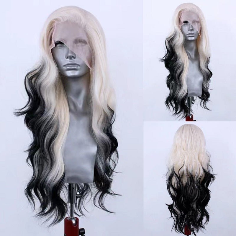 Light Gold Black Gradient Synthetic High Temperature Silk Role-playing Hair - IVOIRART.COM