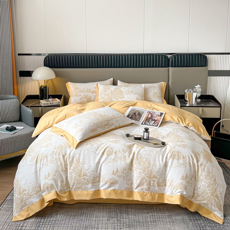 Light Luxury Brushed Four-piece Set Advanced Embroidery Cotton - IVOIRART.COM