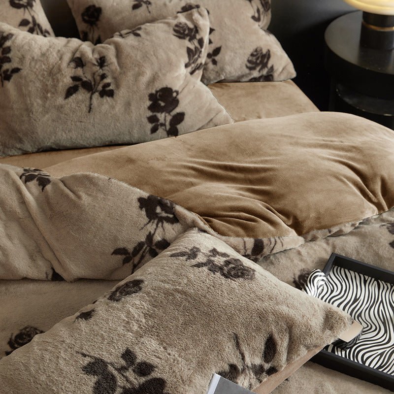 Light Luxury Bunny Cashmere Four-piece Set Maillard Style Carved - IVOIRART.COM