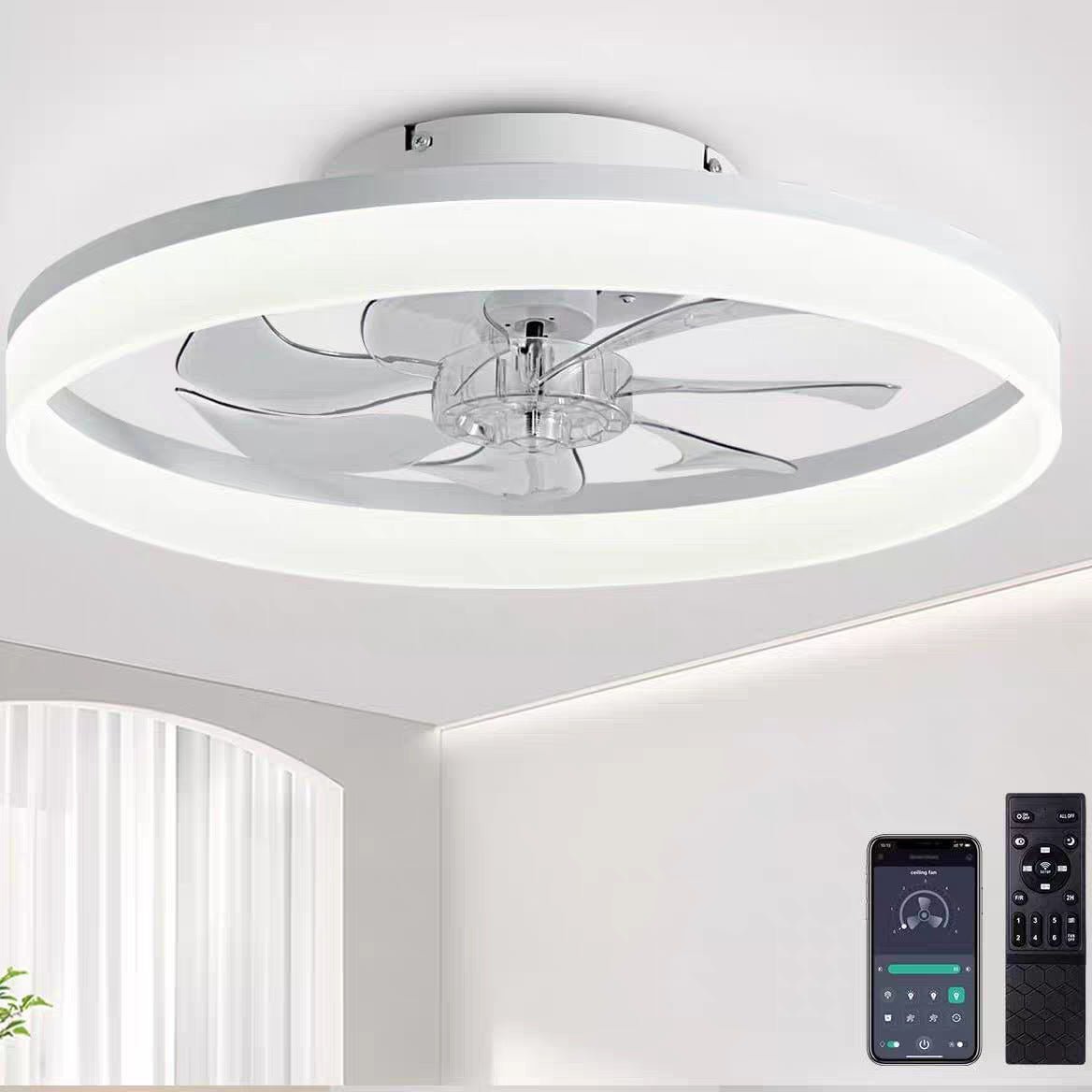 Light-luxury Nordic-style Restaurant Smart Fan Light - IVOIRART.COM