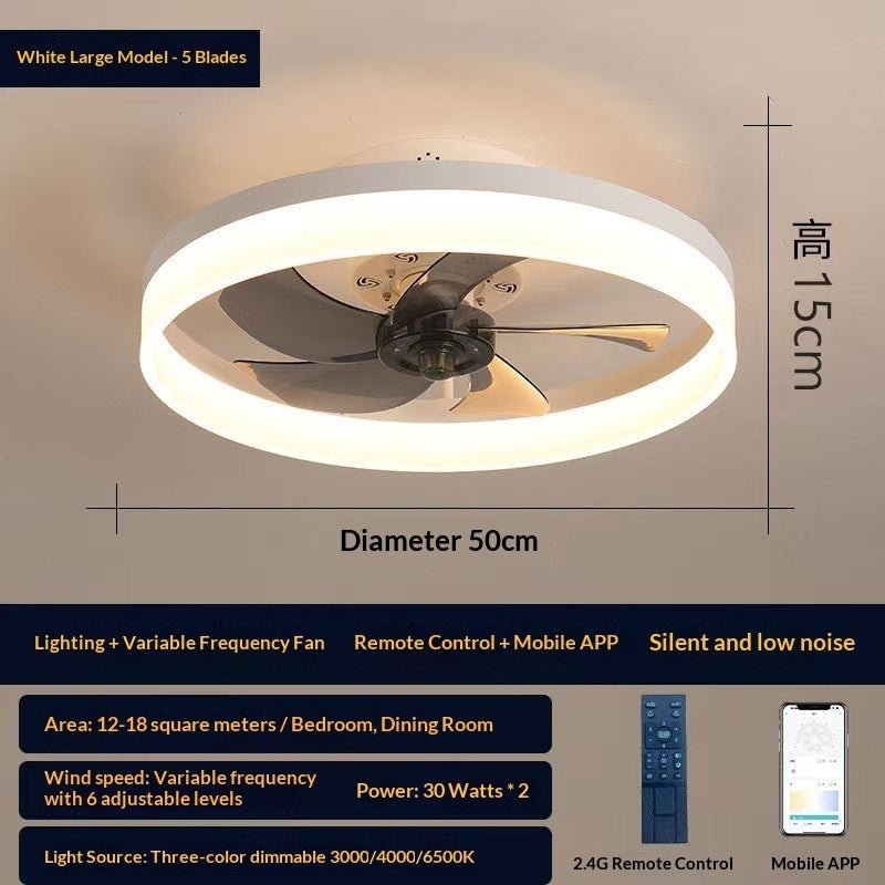 Light-luxury Nordic-style Restaurant Smart Fan Light - IVOIRART.COM