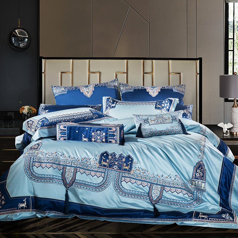 Linge de lit en coton longue fibre style palais de luxe douillet et élégant 80x - IVOIRART.COM