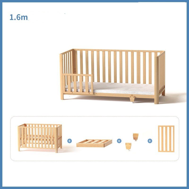Lit d'enfant fonctionnel ajustable en bois massif de pin, rallonge, non peint - IVOIRART.COM