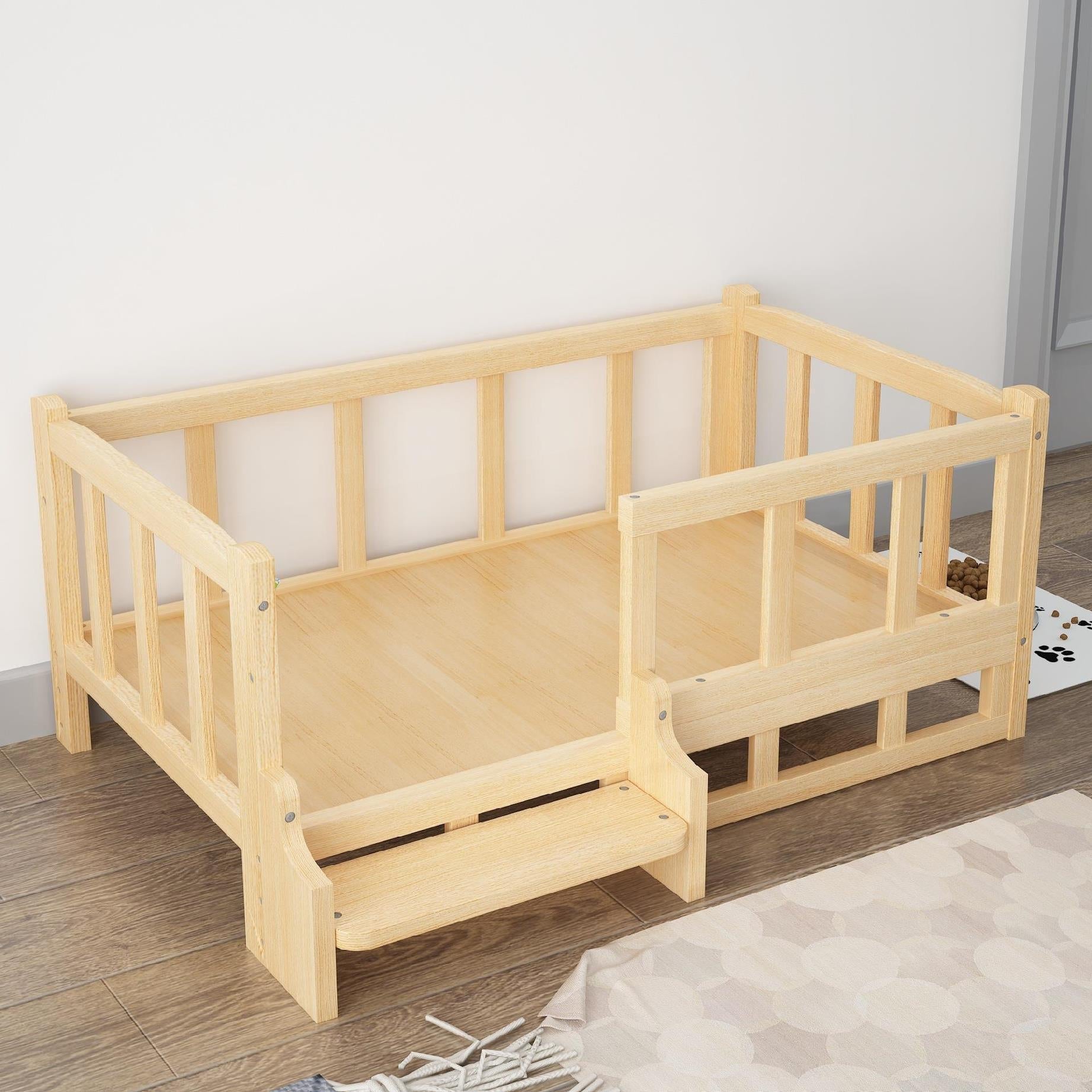 Lit d'été en bois pour chien – couchage élégant et confortable pour animaux - IVOIRART.COM