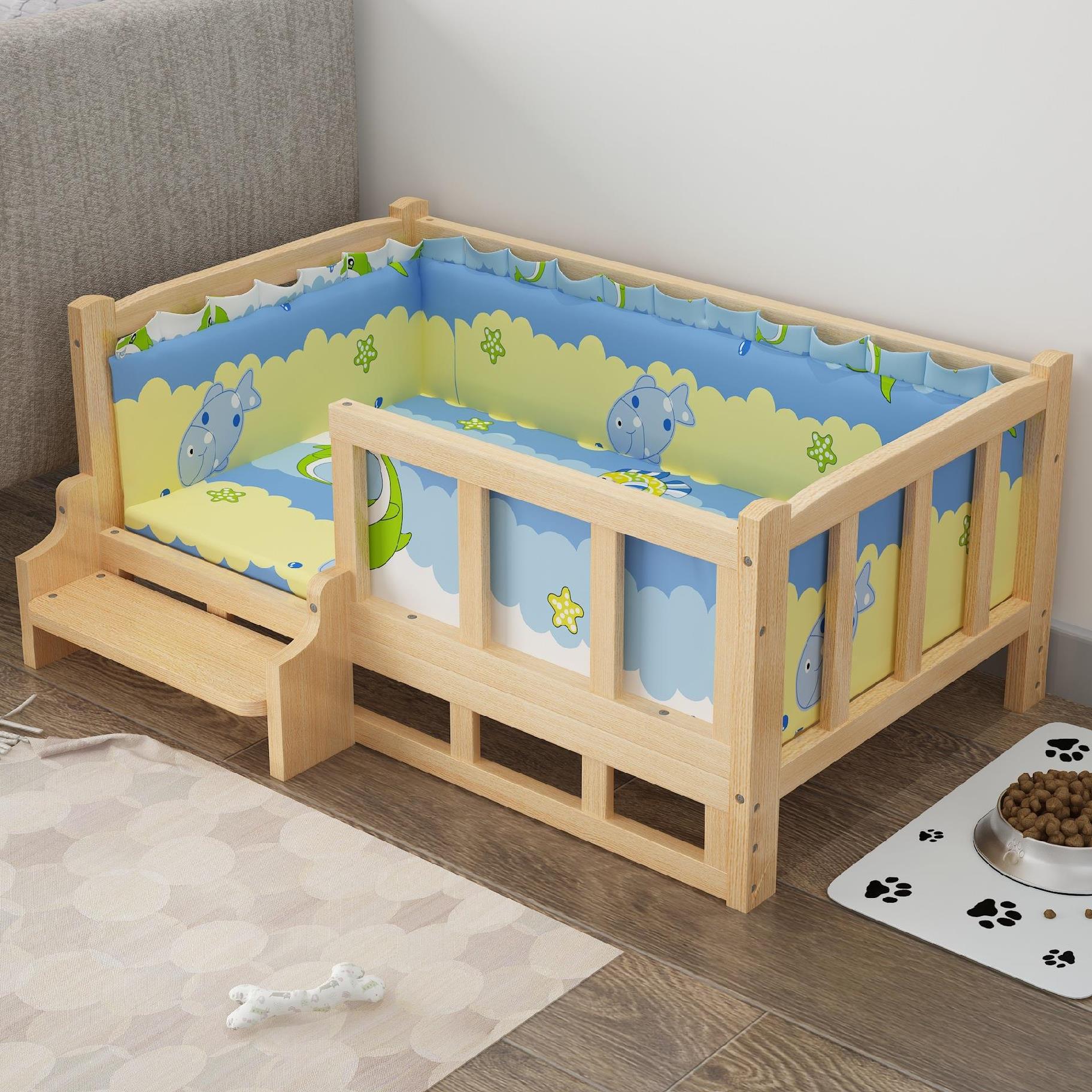 Lit d'été en bois pour chien – couchage élégant et confortable pour animaux - IVOIRART.COM