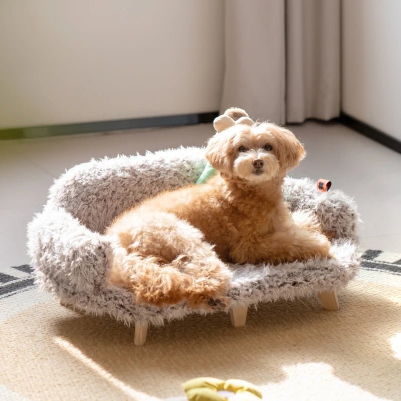 Lit en Bois Luxueux pour Chiens et Chats, Panier Sécurisé Taille Petite à Moyenne - IVOIRART.COM