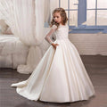 Little Girl Long Sleeve Dresses Champagne - IVOIRART.COM