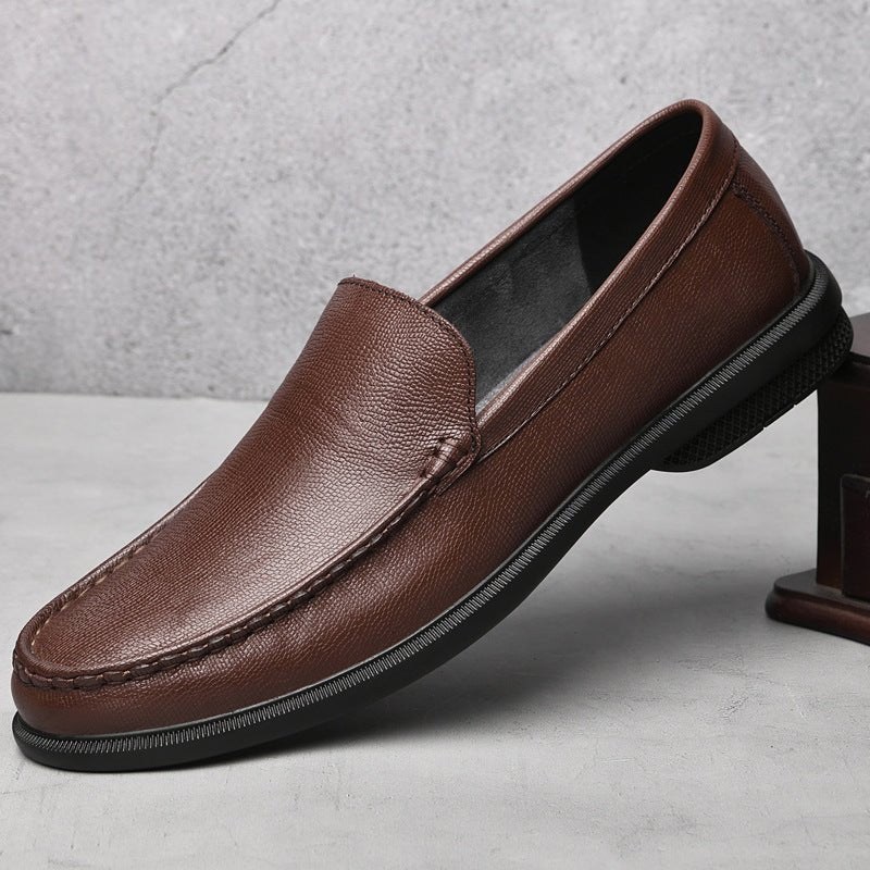 Loafers Men's First Layer Cowhide Embossed Business Leisure Slip On - IVOIRART.COM