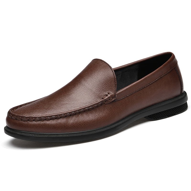 Loafers Men's First Layer Cowhide Embossed Business Leisure Slip On - IVOIRART.COM