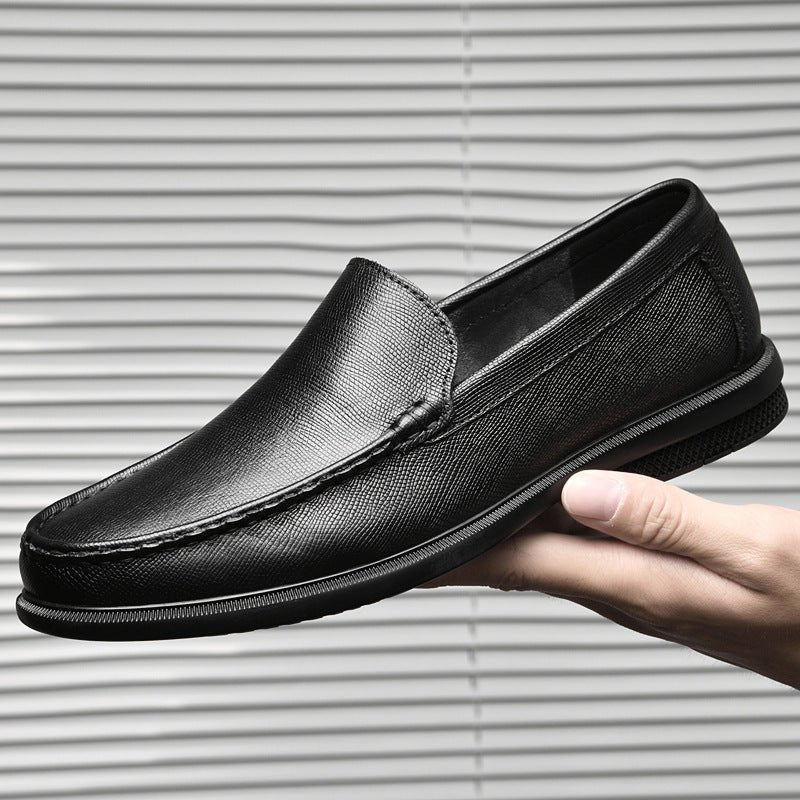 Loafers Men's First Layer Cowhide Embossed Business Leisure Slip On - IVOIRART.COM