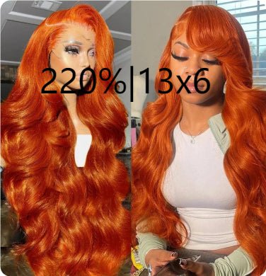 Long Curly Hair Fluffy Curly Hair Orange Big Wave Real Hair Headband For Women - IVOIRART.COM