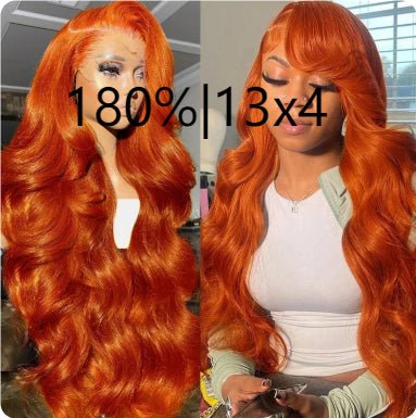 Long Curly Hair Fluffy Curly Hair Orange Big Wave Real Hair Headband For Women - IVOIRART.COM