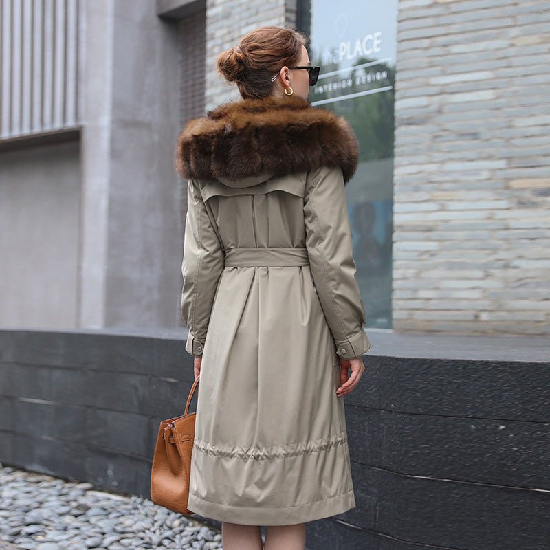 Long Detachable Rex Rabbit Liner Fur Coat - IVOIRART.COM