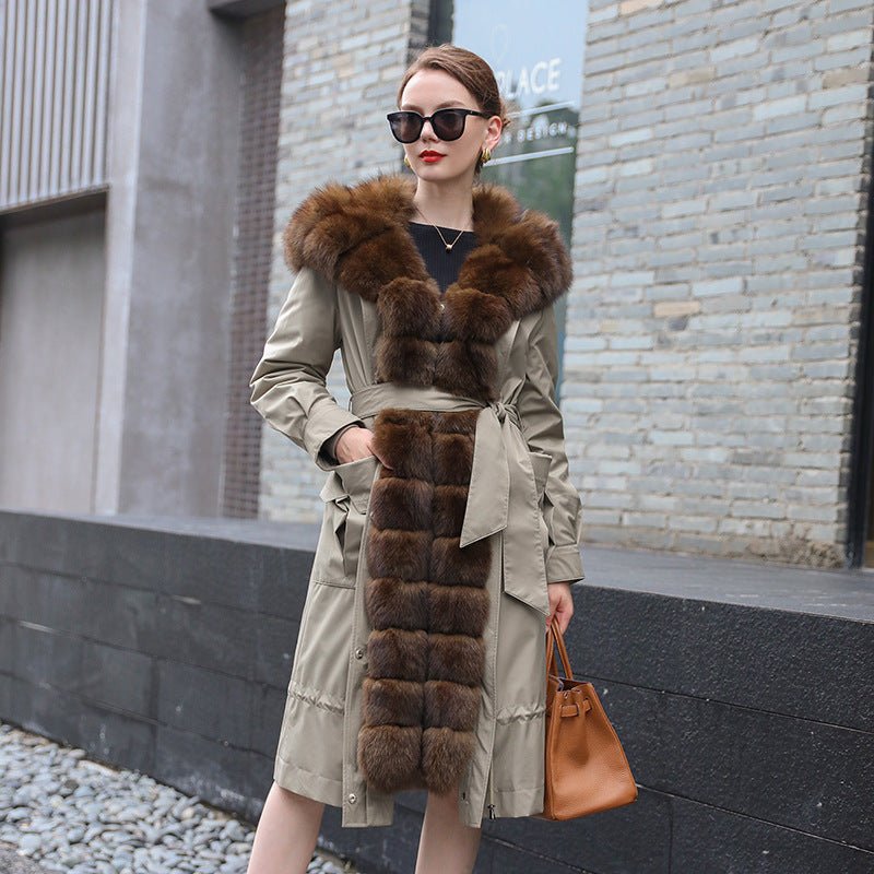 Long Detachable Rex Rabbit Liner Fur Coat - IVOIRART.COM