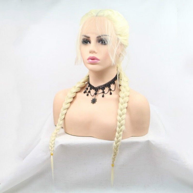 Long Section With Bangs Double Ponytail Fishbone Braid Wig - IVOIRART.COM