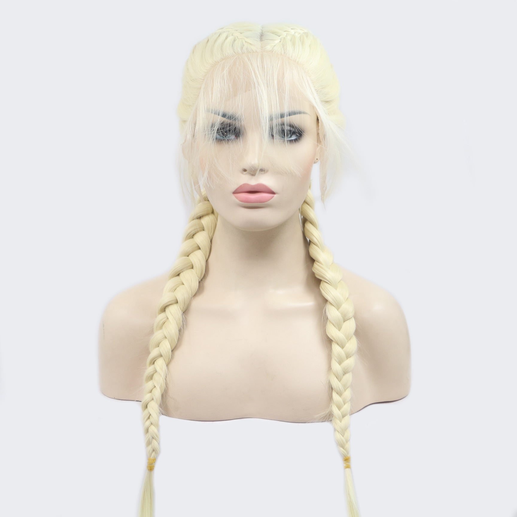 Long Section With Bangs Double Ponytail Fishbone Braid Wig - IVOIRART.COM