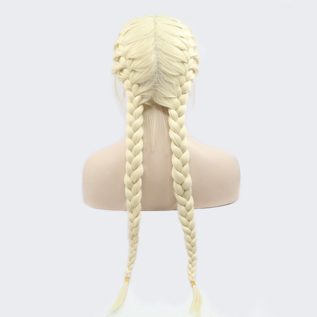 Long Section With Bangs Double Ponytail Fishbone Braid Wig - IVOIRART.COM