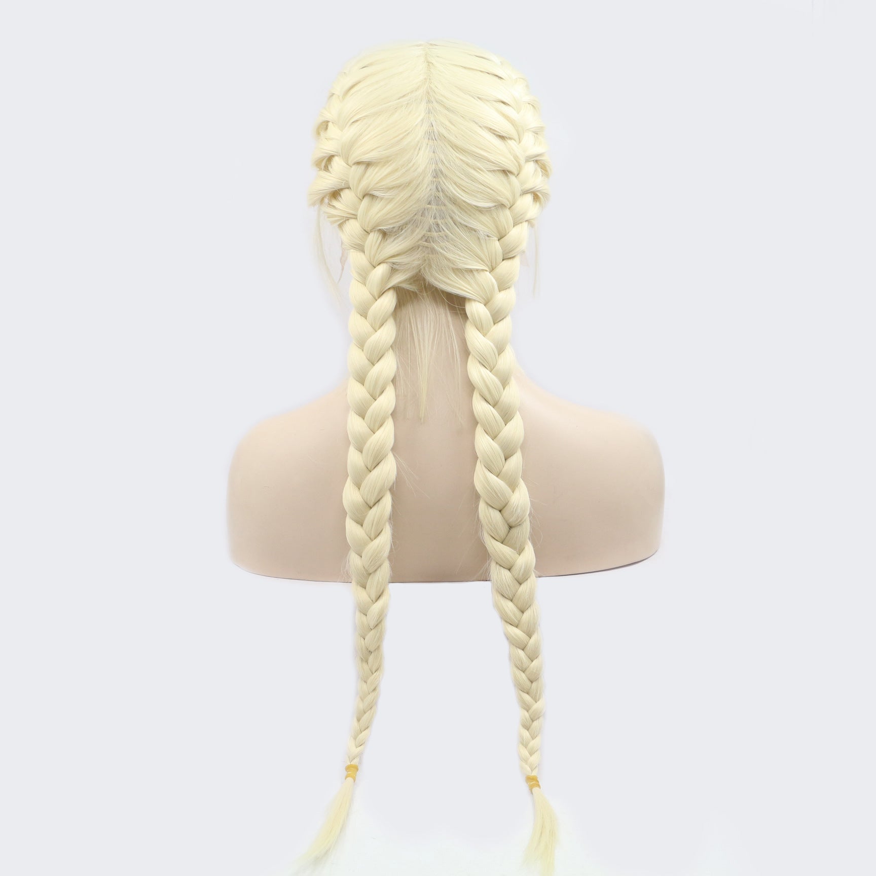 Long Section With Bangs Double Ponytail Fishbone Braid Wig - IVOIRART.COM