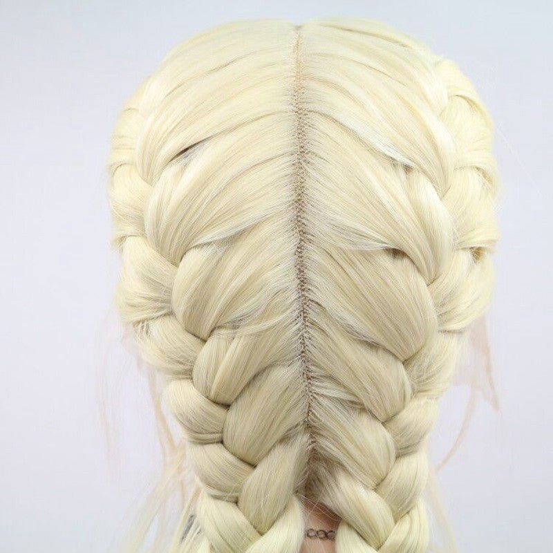 Long Section With Bangs Double Ponytail Fishbone Braid Wig - IVOIRART.COM