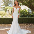 Long Sleeve Backless Lace Fishtail Wedding Dress - IVOIRART.COM