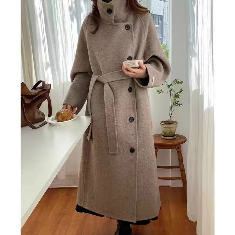 Loose-fitting Double-faced Cashmere Coat, Extra-thick Wool Overcoat - IVOIRART.COM