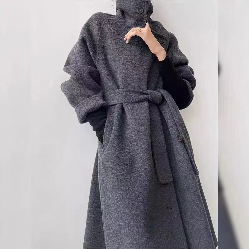 Loose-fitting Double-faced Cashmere Coat, Extra-thick Wool Overcoat - IVOIRART.COM