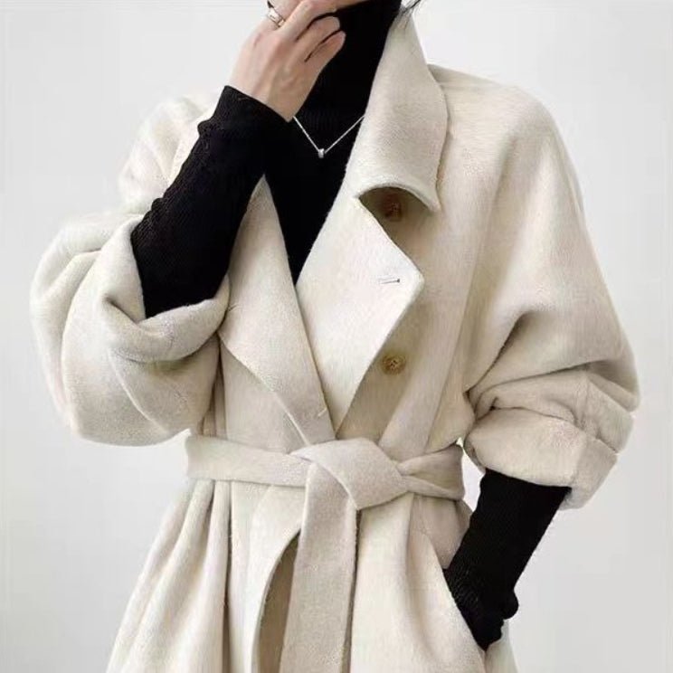 Loose-fitting Double-faced Cashmere Coat, Extra-thick Wool Overcoat - IVOIRART.COM