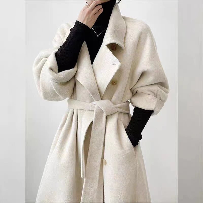 Loose-fitting Double-faced Cashmere Coat, Extra-thick Wool Overcoat - IVOIRART.COM