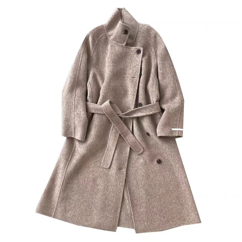 Loose-fitting Double-faced Cashmere Coat, Extra-thick Wool Overcoat - IVOIRART.COM