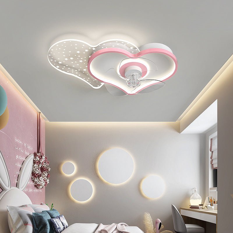 Love Fan and Chandelier for Children's Room - LED Light Remote Control Cute Plus! - IVOIRART.COM