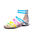 Low heel rainbow transparent sandals - IVOIRART.COM