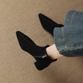 Low-heeled Cowhide Suede Women's Ankle Boots - IVOIRART.COM