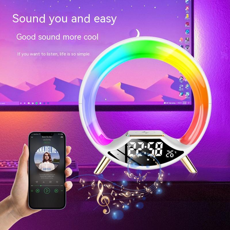 Lumière Nocturne Multifonctionnelle Trois En Un : Chargeur Sans Fil, Enceinte Bluetooth, Lampe - IVOIRART.COM