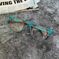 Lunettes de soleil rétro femme en titane pur, monture complète, contraste rouge - vert - IVOIRART.COM