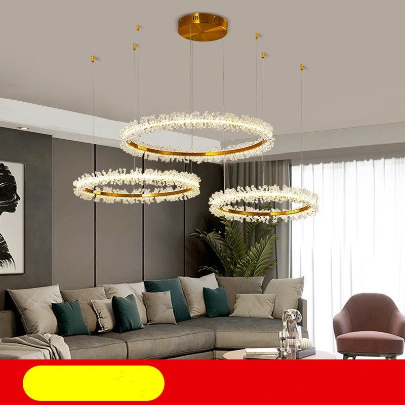 Lustre cristal salon moderne plaqué or électrolytique avec télécommande intégrée - IVOIRART.COM