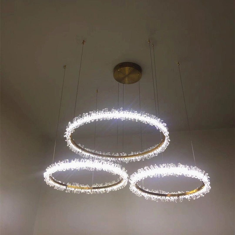 Lustre cristal salon moderne plaqué or électrolytique avec télécommande intégrée - IVOIRART.COM