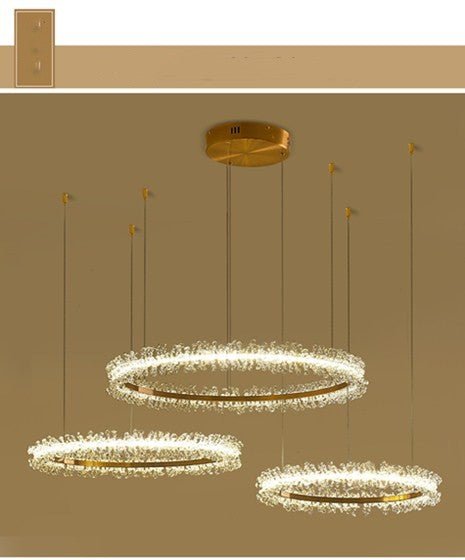 Lustre cristal salon moderne plaqué or électrolytique avec télécommande intégrée - IVOIRART.COM