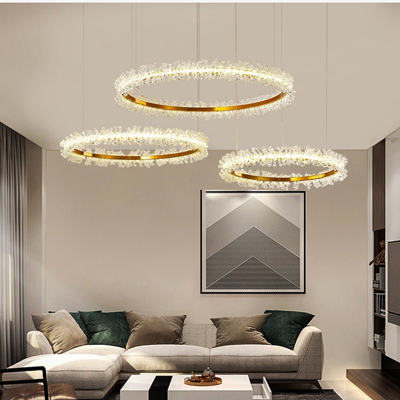 Lustre cristal salon moderne plaqué or électrolytique avec télécommande intégrée - IVOIRART.COM
