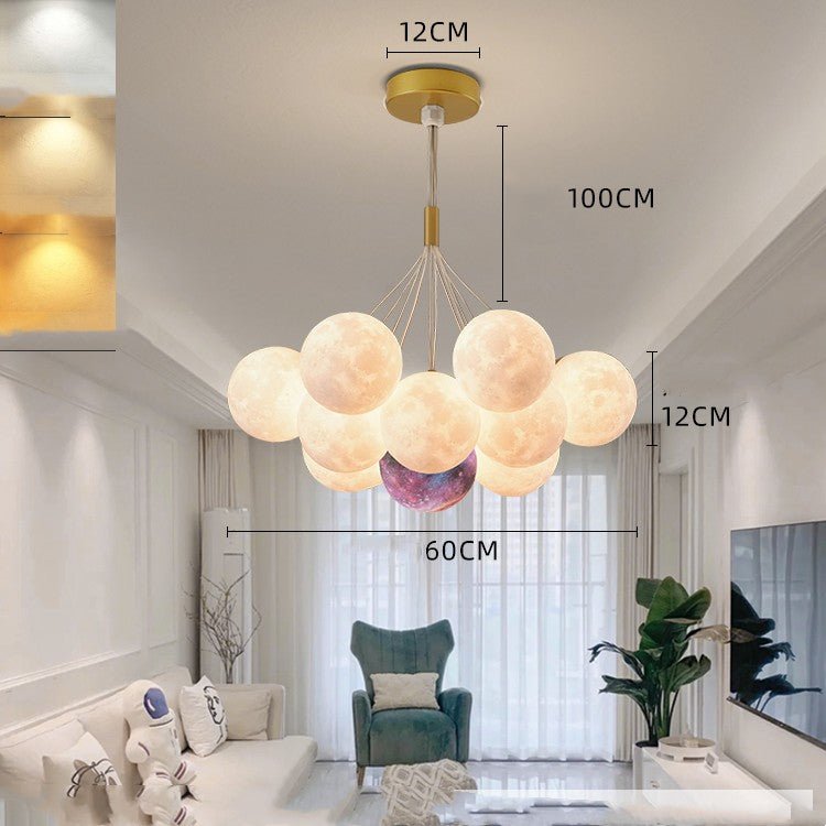 Lustre de Chambre Nordique Créatif avec Lampes Bulles en Forme de Lune - IVOIRART.COM
