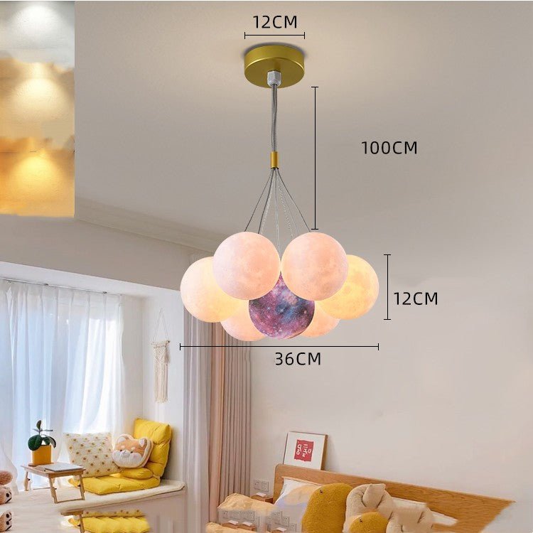 Lustre de Chambre Nordique Créatif avec Lampes Bulles en Forme de Lune - IVOIRART.COM