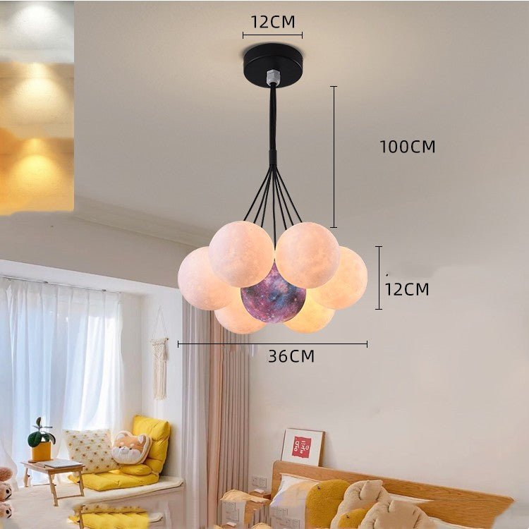 Lustre de Chambre Nordique Créatif avec Lampes Bulles en Forme de Lune - IVOIRART.COM