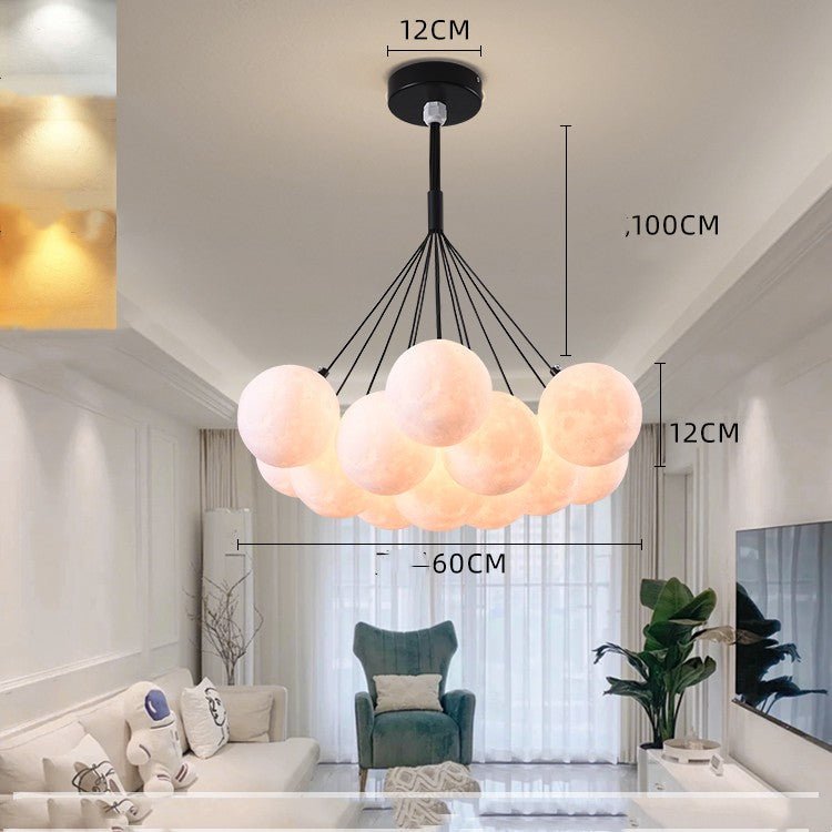 Lustre de Chambre Nordique Créatif avec Lampes Bulles en Forme de Lune - IVOIRART.COM