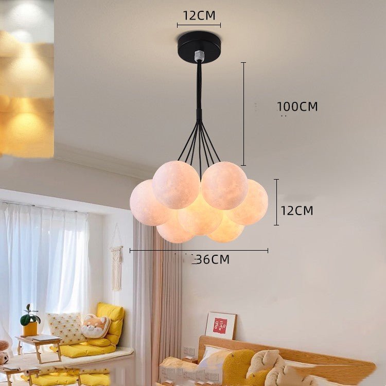 Lustre de Chambre Nordique Créatif avec Lampes Bulles en Forme de Lune - IVOIRART.COM