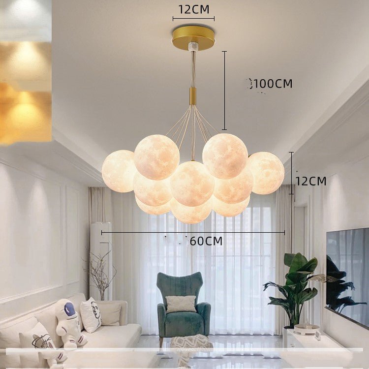 Lustre de Chambre Nordique Créatif avec Lampes Bulles en Forme de Lune - IVOIRART.COM