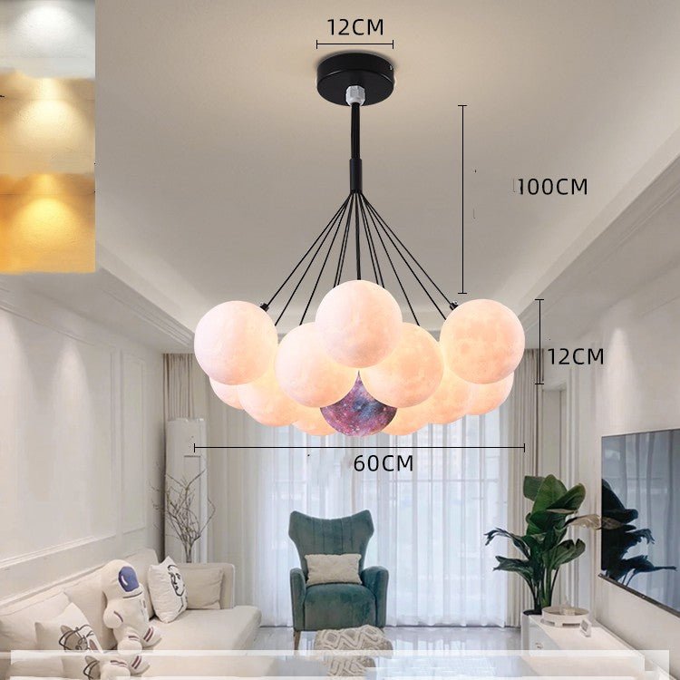 Lustre de Chambre Nordique Créatif avec Lampes Bulles en Forme de Lune - IVOIRART.COM