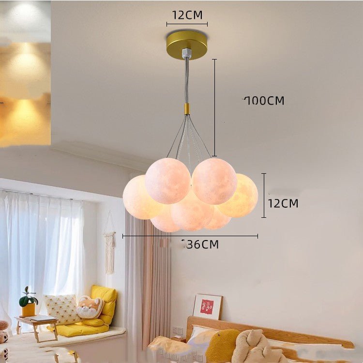 Lustre de Chambre Nordique Créatif avec Lampes Bulles en Forme de Lune - IVOIRART.COM